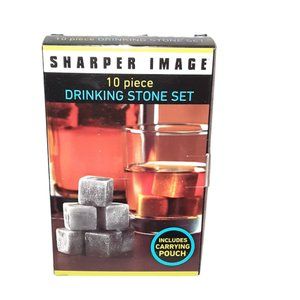SHARPER IMAGE 10 PIECE DRINKING STONE CUBE SET & CARRYING POUCH NEW